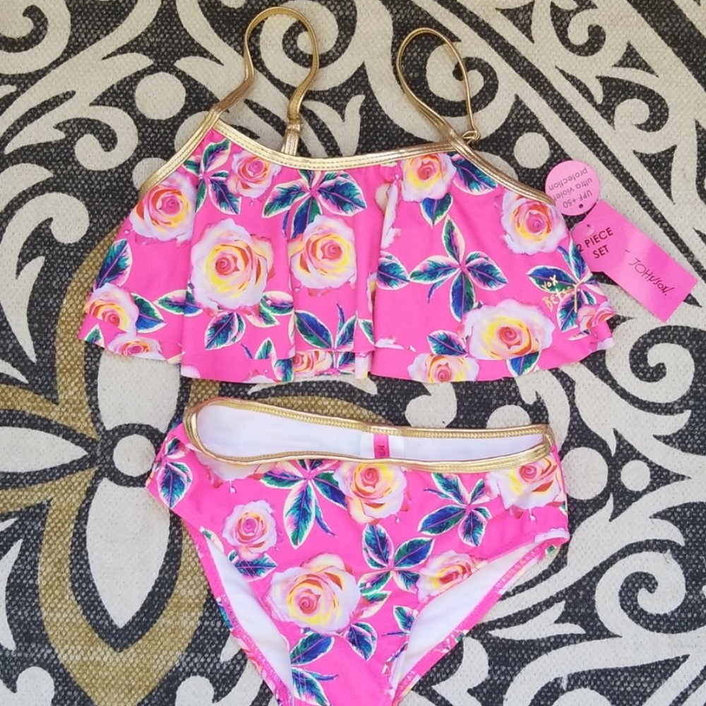 Girls Bikini 2 piece pink Swimsuit